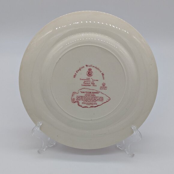 Vintage Mohawk Park Indian Transferware Plate Massachusetts Jonroth Crazing - Picture 2 of 6